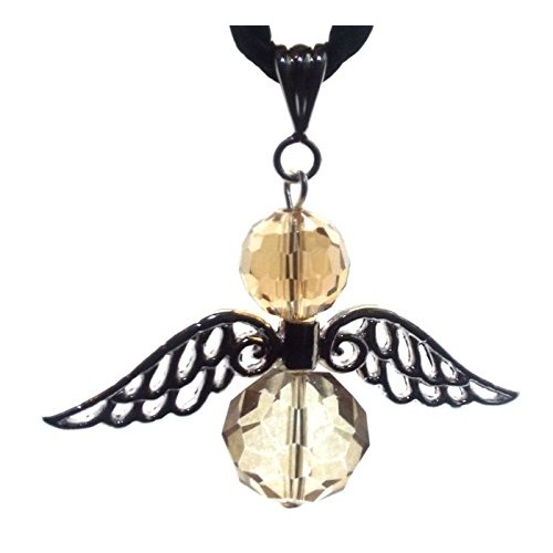 Large Guardian Angel Wing Smokey Crystal Pendant